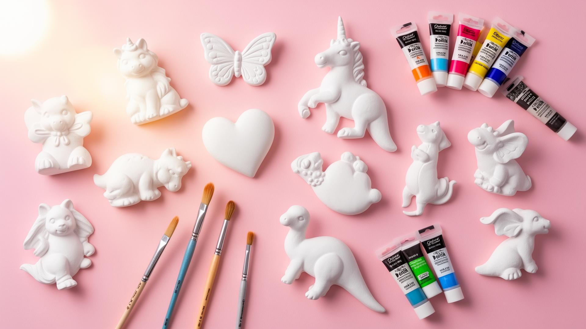 Figuras de yeso artesanales para pintar